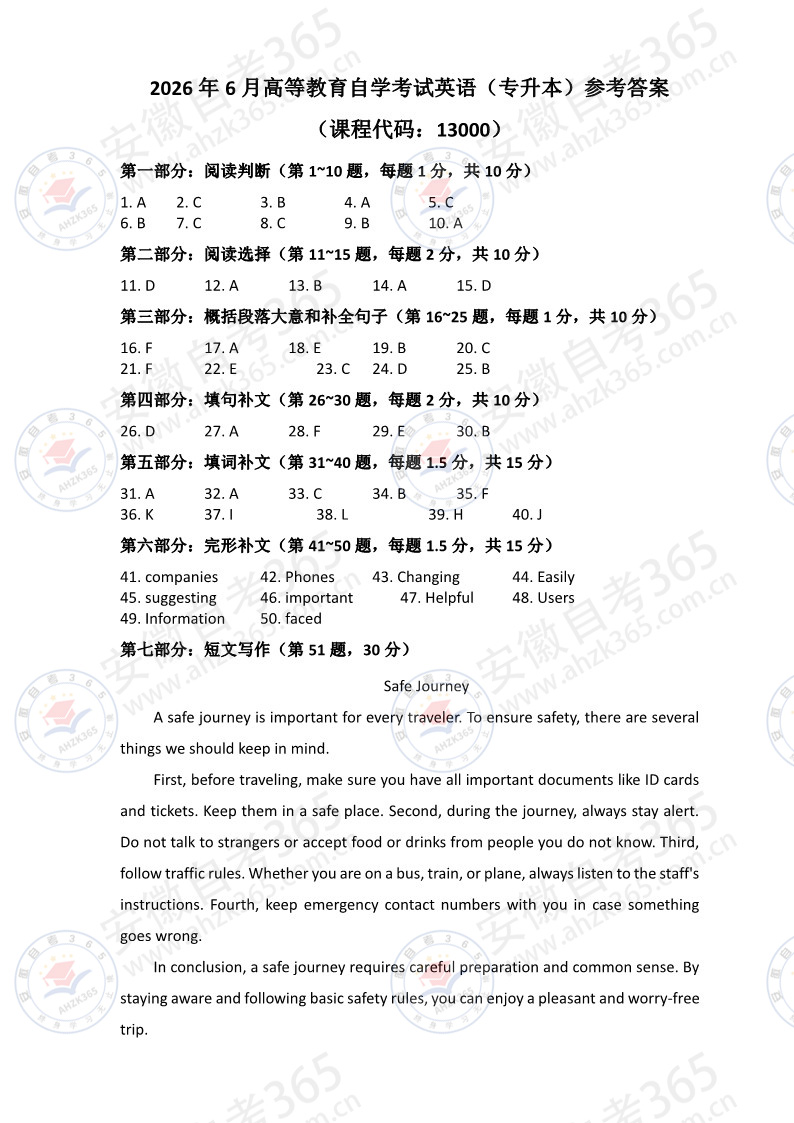 2026年4月自考英语（专升本）13000参考答案_1.jpg